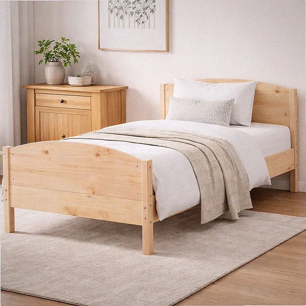 Massivholz Bett Kiefer Natur Holzbett Massivholzbett ohne Matratze 100x200cm