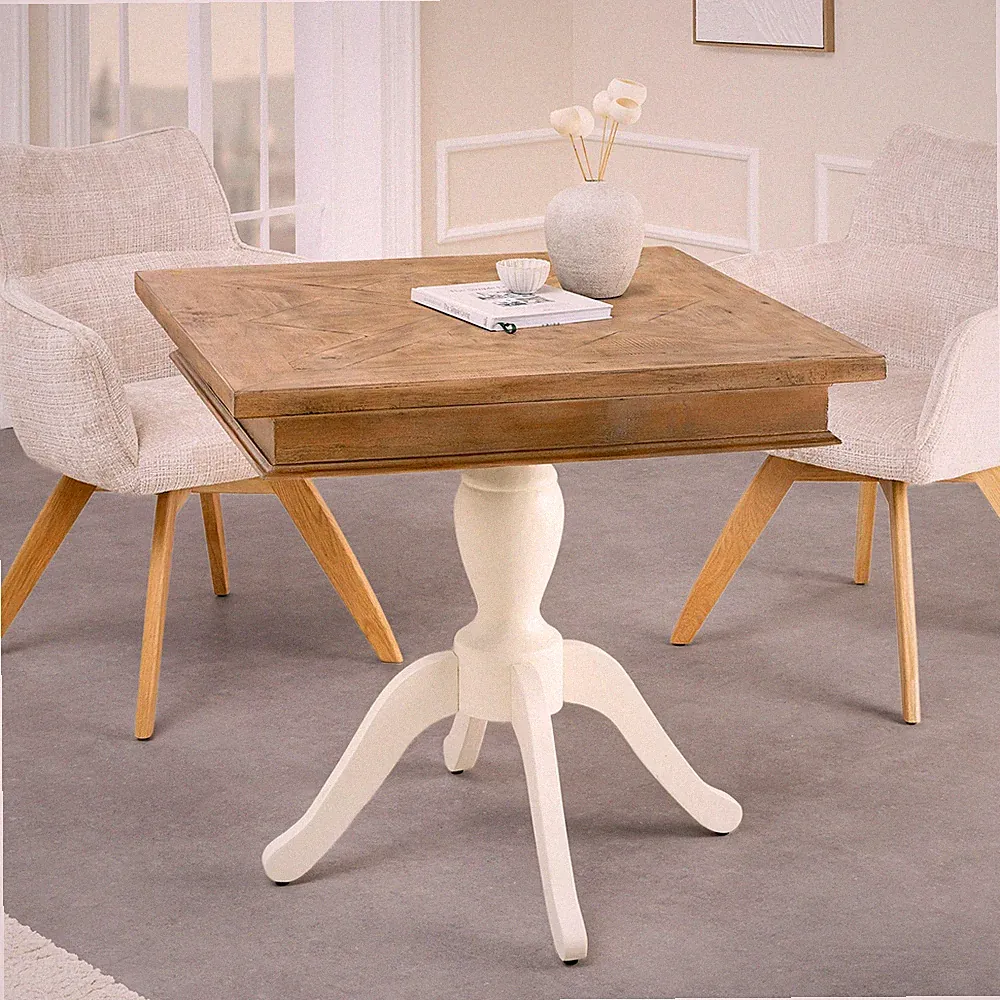 Massivholz Esstisch HAMPTONS - 70cm - hellbraun creme - Pinienholz - Bistrotisch