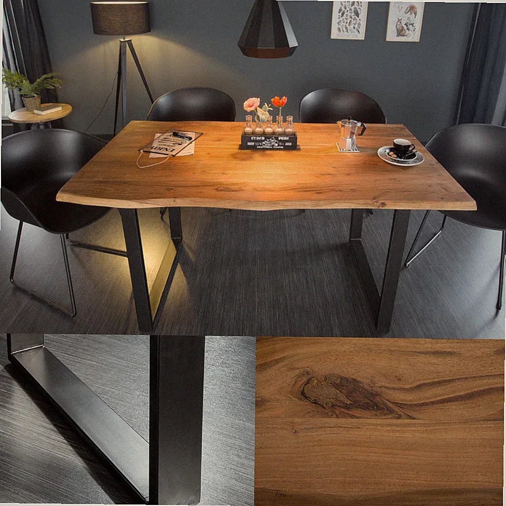 Massivholz Esstisch MAMMUT AUSWAHL Wild-Akazie Industrial Design Holztisch Tisch