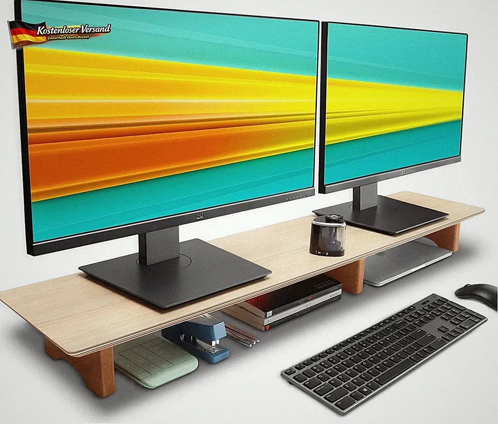 Massivholz Monitorständer Erhöhungen für Schreibtisch Ergonomisch Walnuss Eiche
