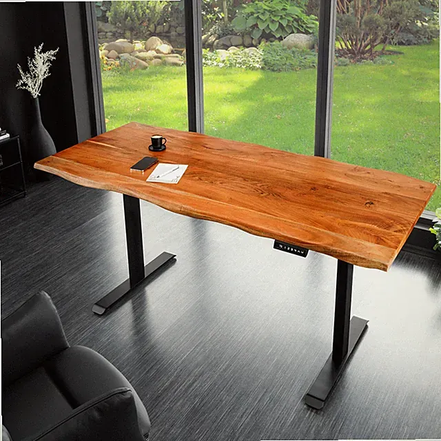 Massivholz Schreibtisch MAMMUT - 120cm - natur - Akazie - höhenverstellbar