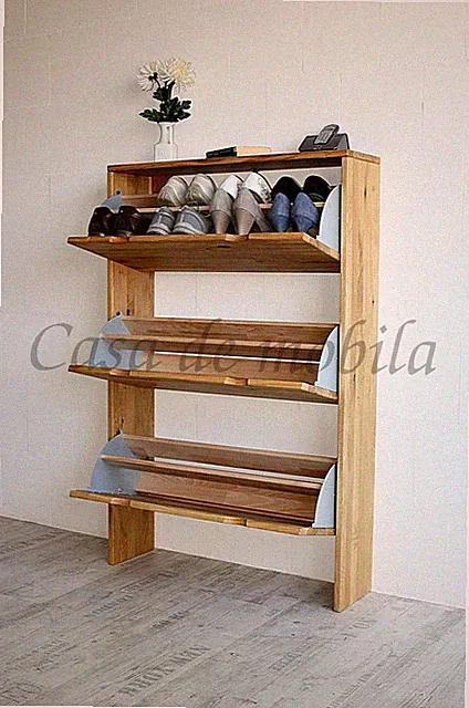 Massivholz Schuhschrank Wildeiche massiv geölt Schuhkipper Schuh-kommode