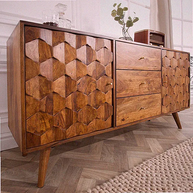 Massivholz Sideboard MYSTIC LIVING 145cm Sheesham natur Kommode mit Schubladen