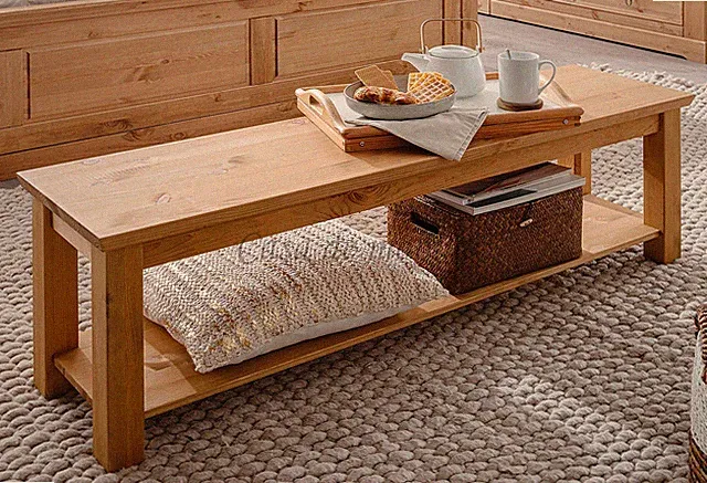 Massivholz Sitzbank Kiefer massiv gelaugt geölt Holz Bett-bank mit ablage Flur