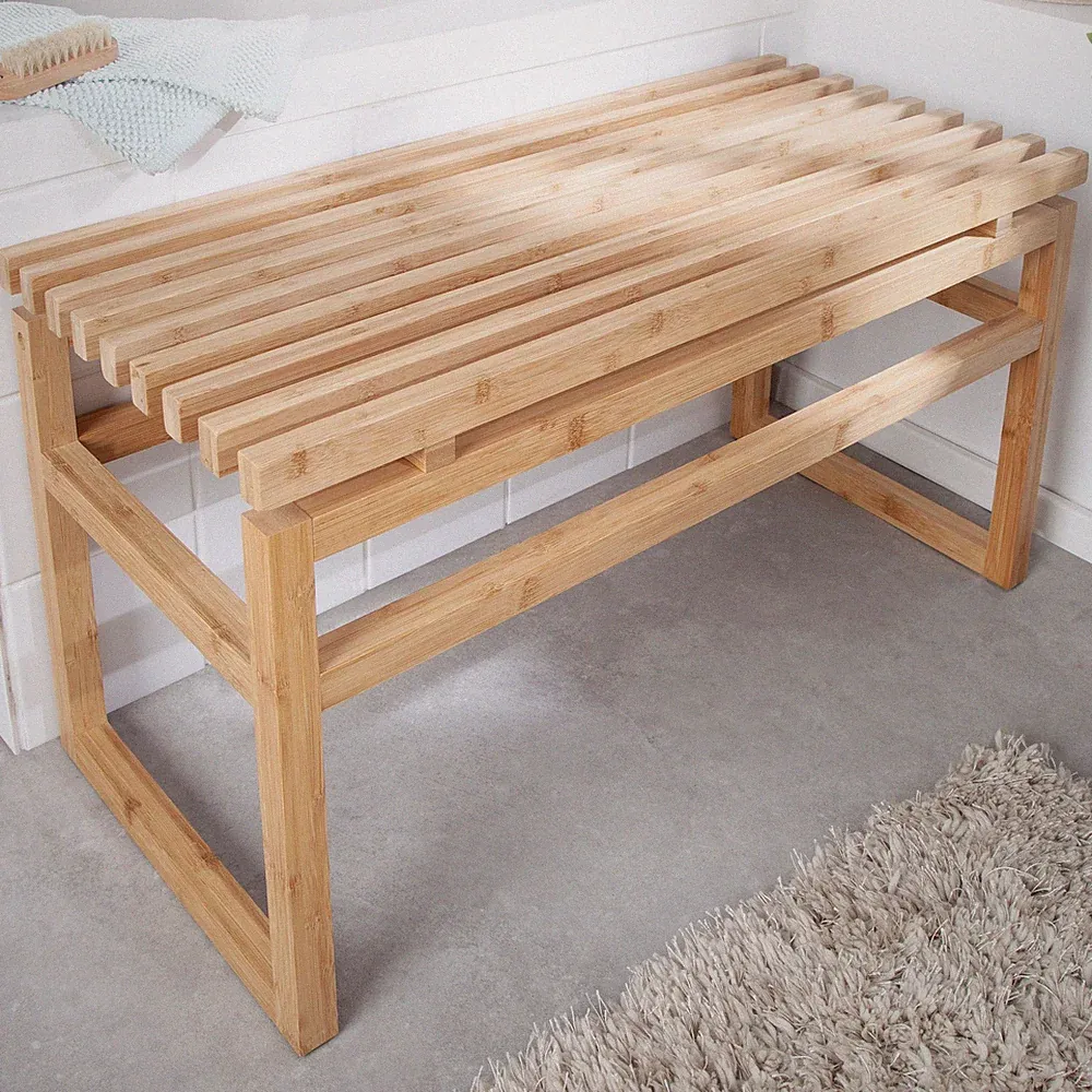 Massivholz Sitzbank LAGOON SPA - 75cm - natur - Bambusholz - Badezimmerbank