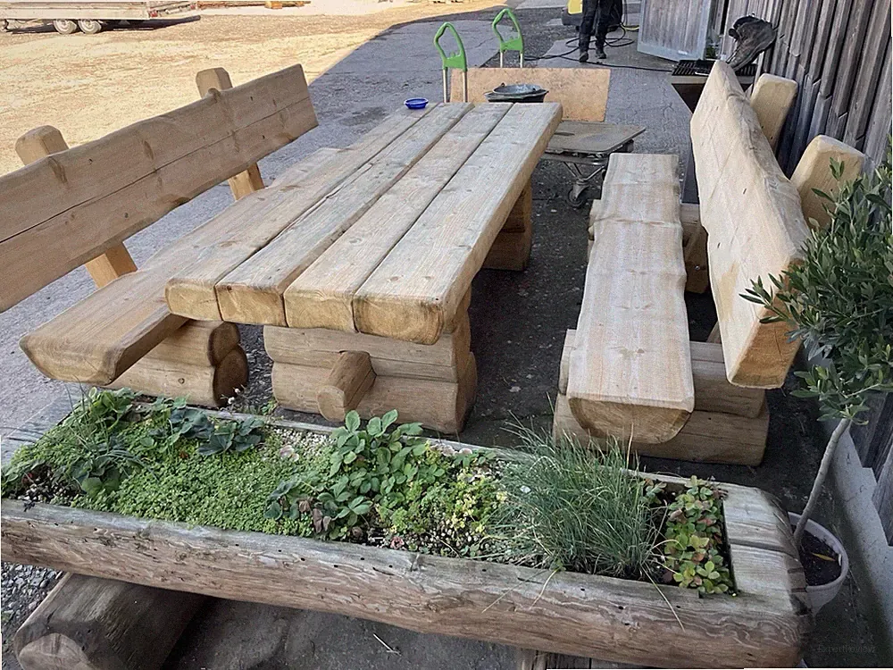 Massivholz Sitzgruppe XXL Sitzgarnitur Gartenmöbel Gartengarnitur Holz Rustikal