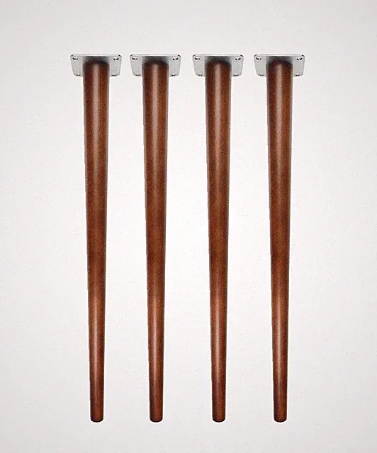 Massivholz Tischbeine Buche 72 cm braun lackiert – 4er Set mit Montagezubehör