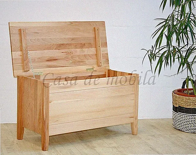 Massivholz Truhe ANTON 84x48x38cm Holz Sitztruhe Bank Kernbuche massiv geölt