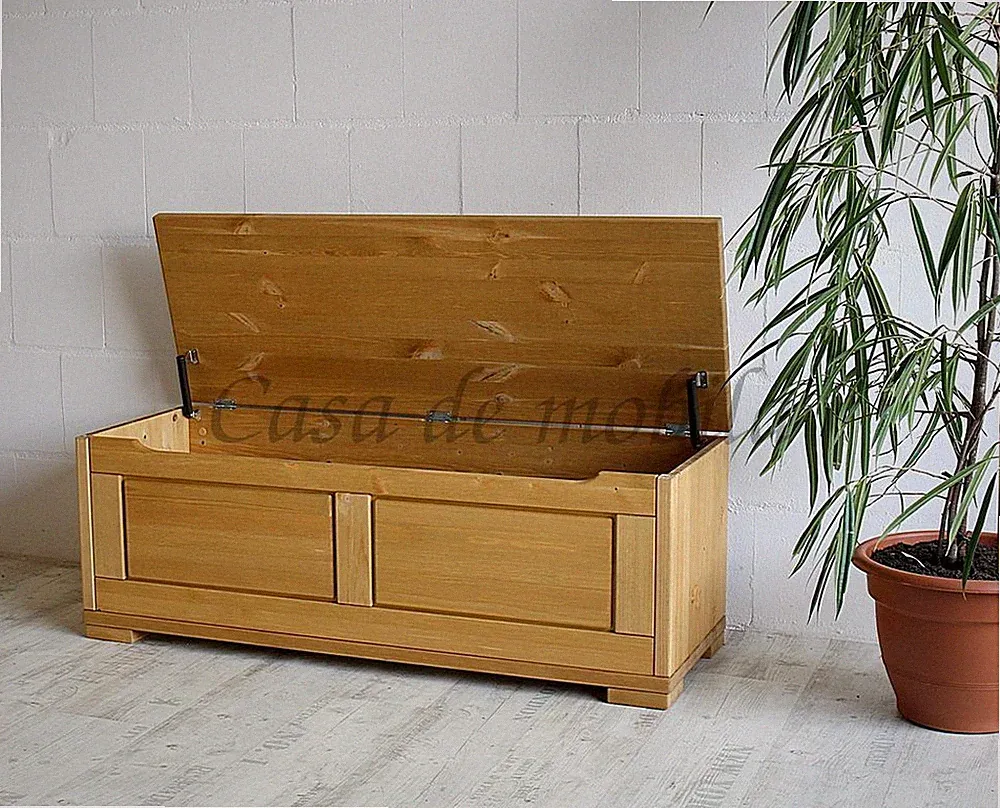 Massivholz Truhen-bank 120x45x43cm Kiefer gelaugt öl Sitztruhe holz Wäsche-truhe