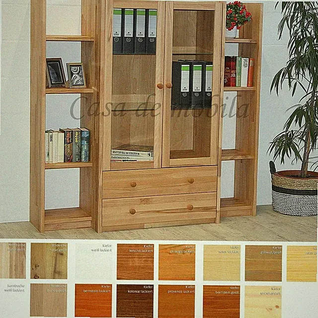 Massivholz Vitrinenschrank 160x159x46/33cm Kernbuche Wildeiche Kiefer Highboard
