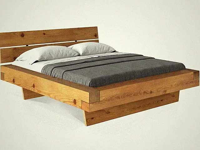 Massivholzbett Balkenbett Schwebendes Bett THERMO-Fichte CURBY Eigenproduktion!