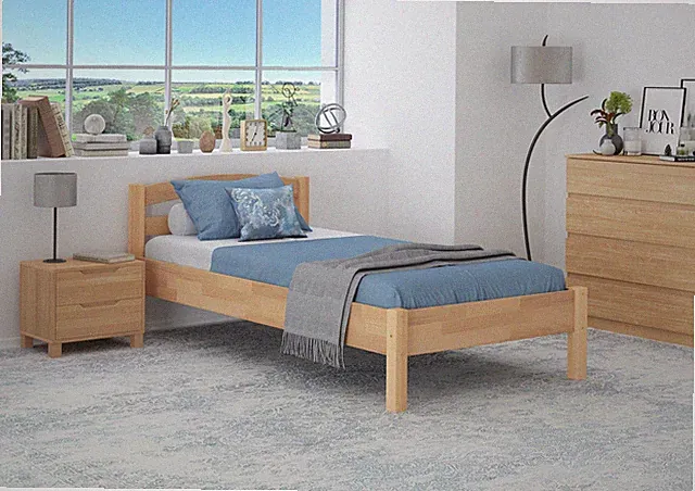 Massivholzbett Buche natur 90x200 Einzelbett Bettgestell Zubehör wählbar