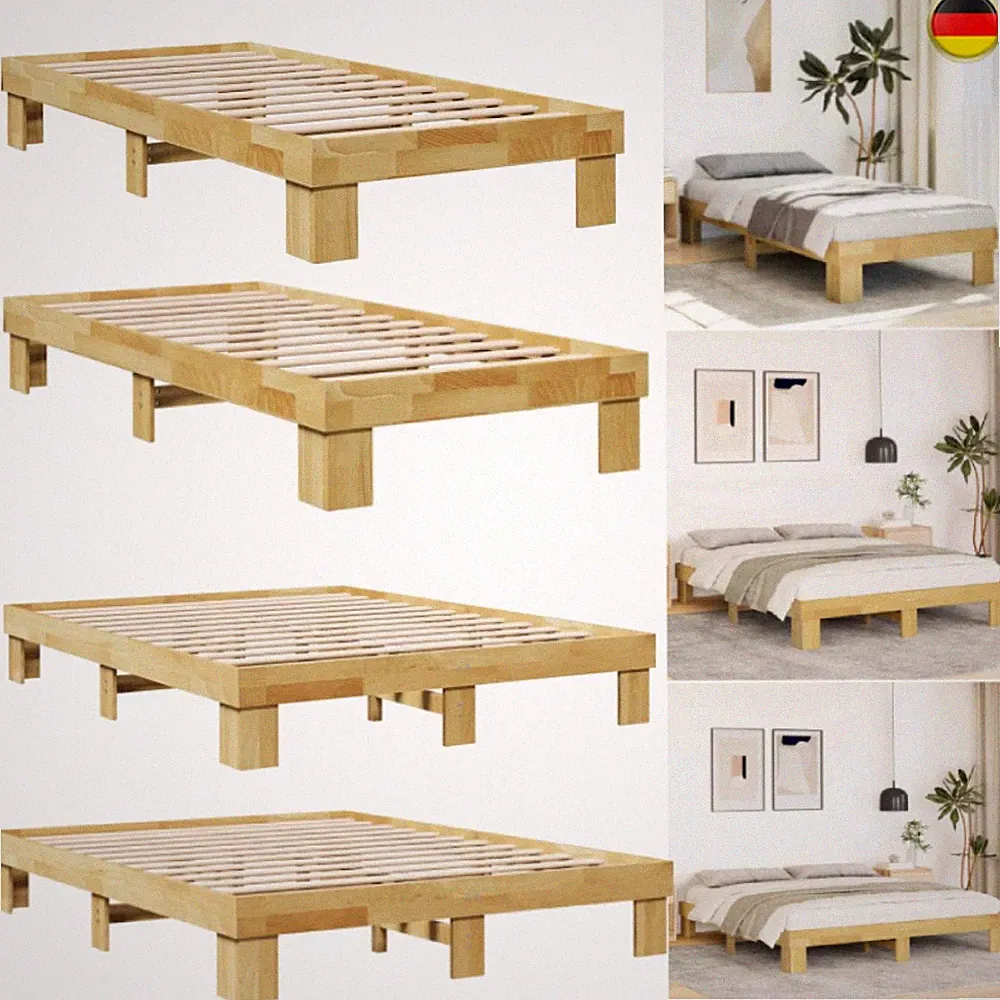 Massivholzbett Eichenholz Bett Bettgestell Einzelbett Doppelbett ohne Matratze