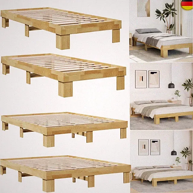 Massivholzbett Eichenholz Bett Bettgestell Einzelbett Doppelbett ohne Matratze