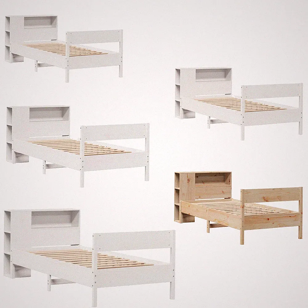 Massivholzbett Einzelbett Bettgestell Singlebett mit Regal ohne Matratze Kiefer
