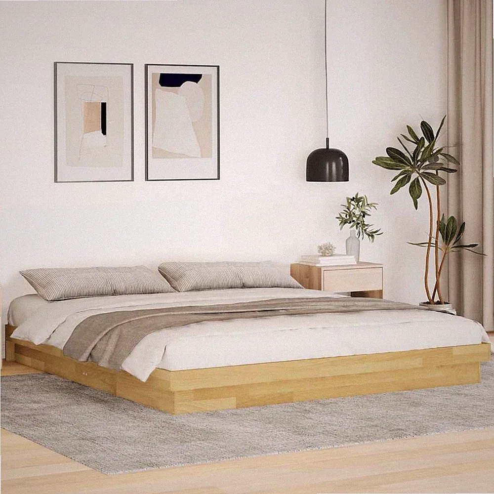 Massivholzbett Gästebett Bettrahmen Bett Doppelbett ohne Matratze Eichenholz
