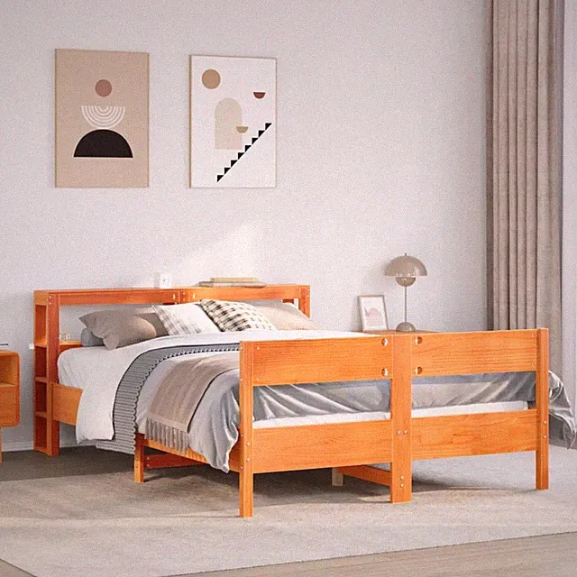 Massivholzbett Holzbett Bett Bettgestell mit Kopfteil Lattenrost Kiefer vidaXL