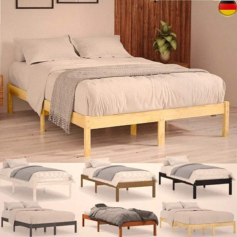Massivholzbett Holzbett Bett Doppelbett Einzelbett Bettgestell Bett 75-200cm