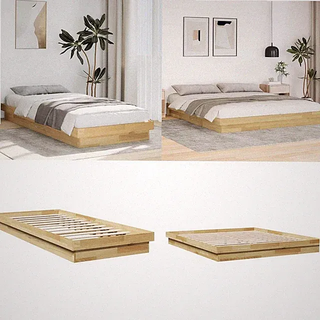 Massivholzbett ohne Matratze Bettgestell Bettrahmen Holzbett Bett Eichenholz DE