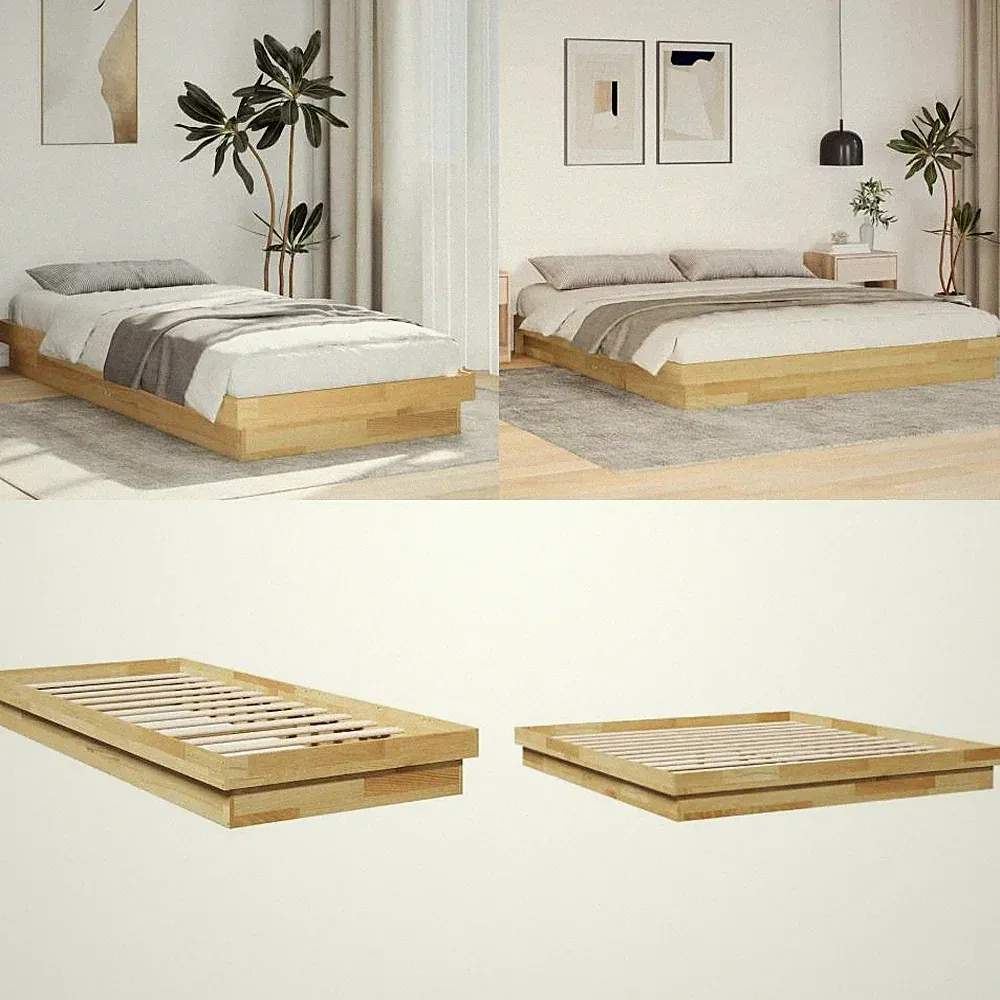 Massivholzbett ohne Matratze Bettgestell Bettrahmen Holzbett Bett Eichenholz DE