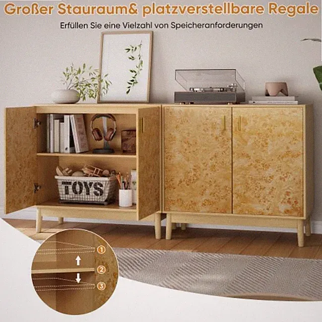 Massivholzmöbel Buffet Schrank Landhausstil Flur Wohnzimmer Regal verstellbare