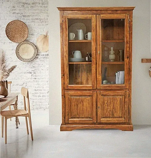 Massivholzvitrine vintage Maße 197m hoch/ 108breit/40tief