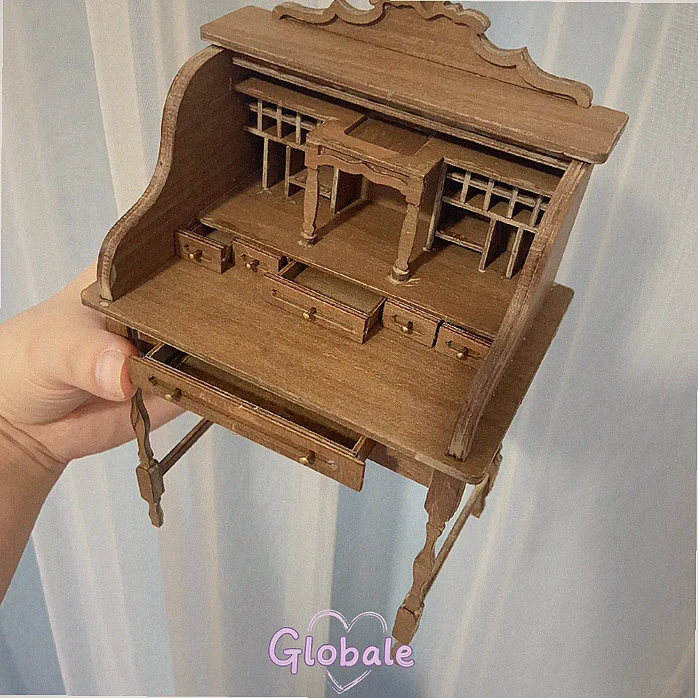 Maßstab 1:12 Puppenhaus Miniatur 1:6 Unvollendeter Vintage Schreibtisch Möbel