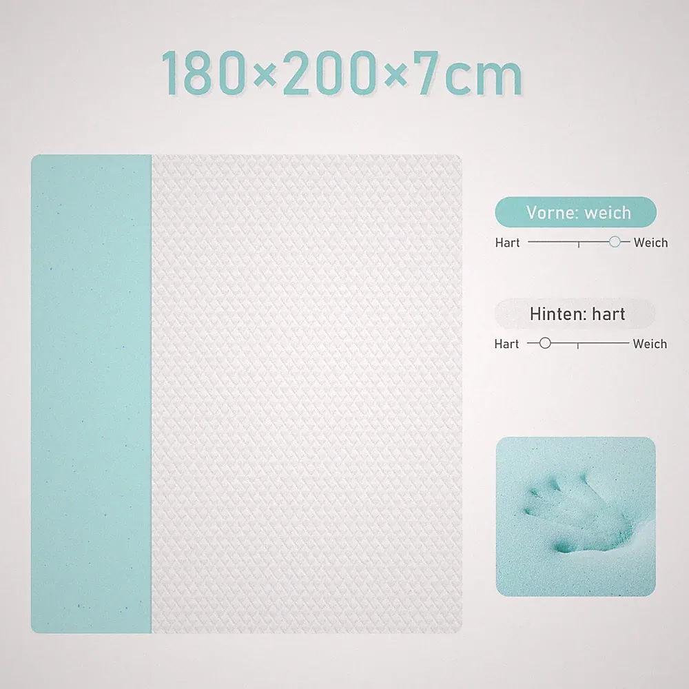 Matratzen Topper 180X200 Cm 7 Cm Memoryschaum H2 H3 Mit Reißverschluss Bezug