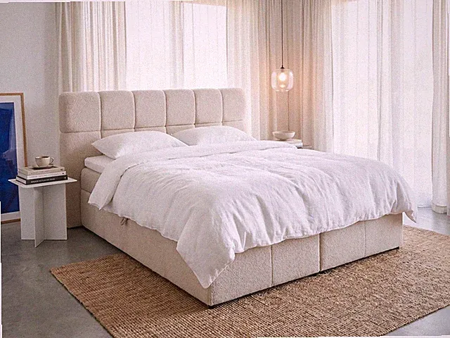 Mava Boxspringbett 180x200 cm mit Bettkasten Matratzen Topper Stauraumbett Beige