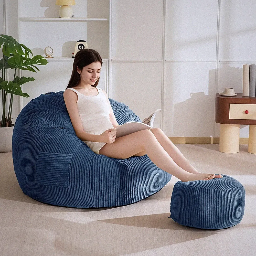 MAXYOYO Sitzsack mit Schaumstofffüllung, Kord Lounge-Sofa für Erwachsene