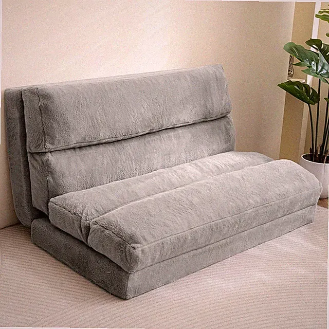 MAXYOYO Sitzsackbett faltbar 6-fach 135x240 cm Grau extra dick Bodensofa Wohnzim
