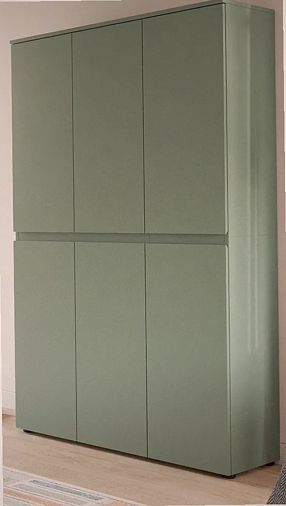 Mehrzweck Schuhschrank Garderobe Grün 6-türig bis 18 Fächer Kleiderstange Assino