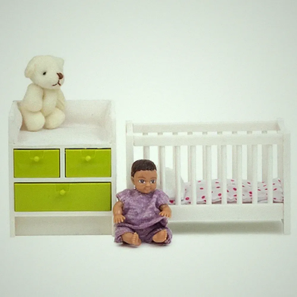 Melody Jane Puppenhaus Lundby Kinderzimmer Baby Möbel Kinderbett Wickel Tisch