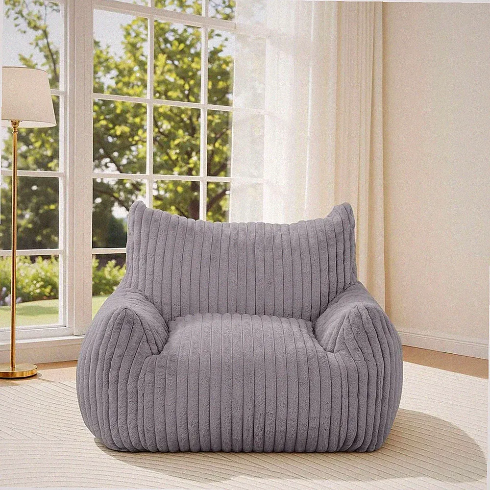 MeMoreCool Sitzsack XXL für Erwachsene, groß, weich, plüschig, grau