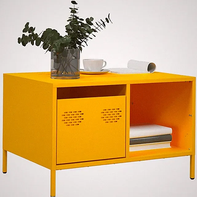 Metall Couchtisch mit 1 Ablage und 1 Schublade Sofatisch Kaffeetisch Wohnzimmer