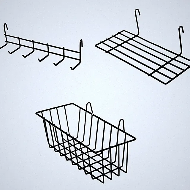 Metall Gitterregal Set für Wand, 3er Pack, Schwarz, Landhausstil, 23 x 10 x 8 cm