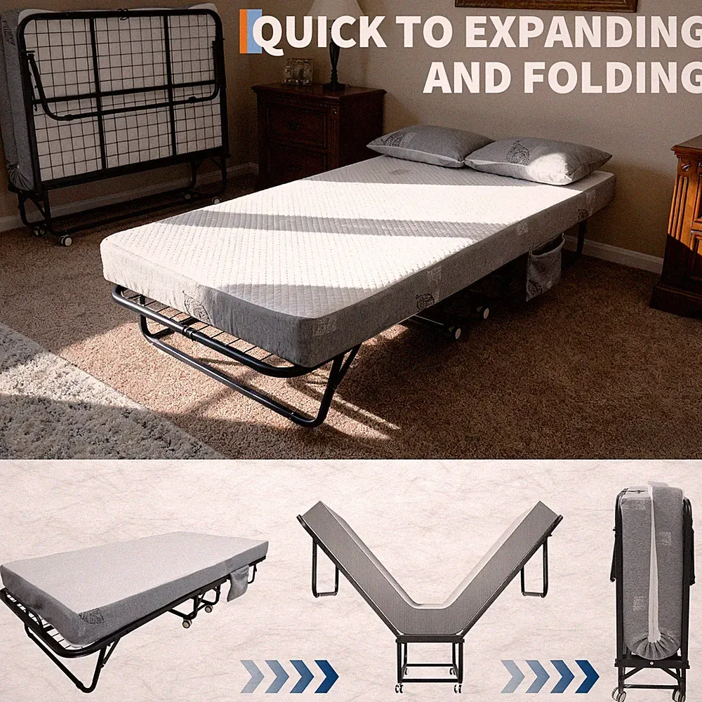 Metall Klappbett Gästebett bis 205kg Reisebett Faltbett Rollbett mit Matratze
