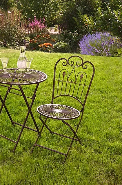 Metall Klappstuhl "Provence" im Antik Design Nostalgie Eisen Garten Balkon Stuhl
