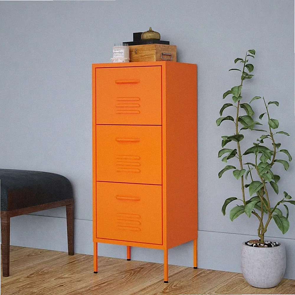 Metall Lagerschrank mit 3 Schubladen Sideboard Beistellschrank Kommode Anrichte