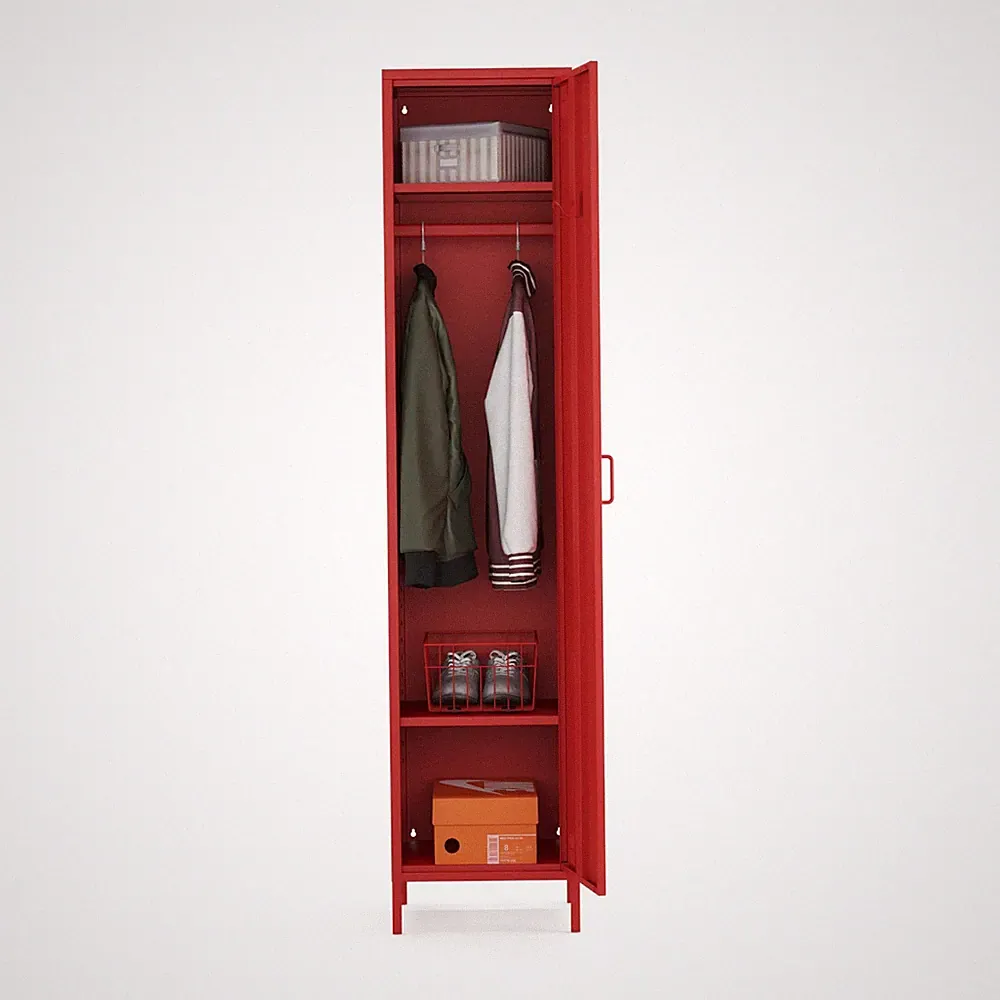 Metall Möbel Pera11, Kleiderschrank 1 Tür - 41,5 x 40 x 189,5 cm Rot