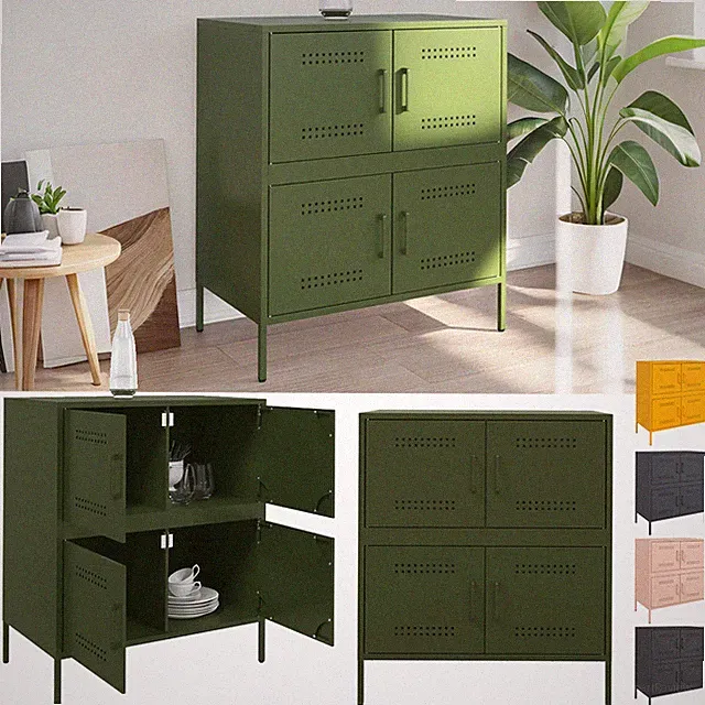 Metall Sideboard 4 Fächern Kommode Anrichte Beistellschrank Highboard 68x39x79cm