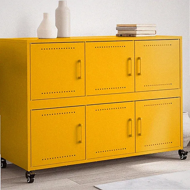 Metall Sideboard mit Rollen Kommode Anrichte Beistellschrank Schrank 100,5x39x72