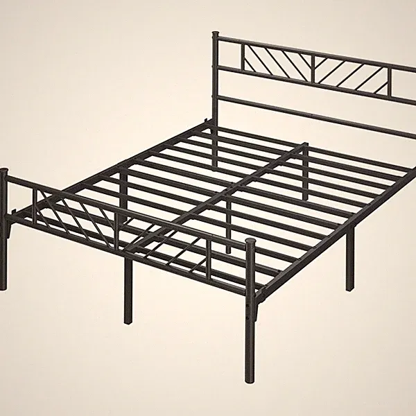 Metallbett 200 cm L × 140 cm B Bettrahmen mit Hohem Kopfteil wie Neu