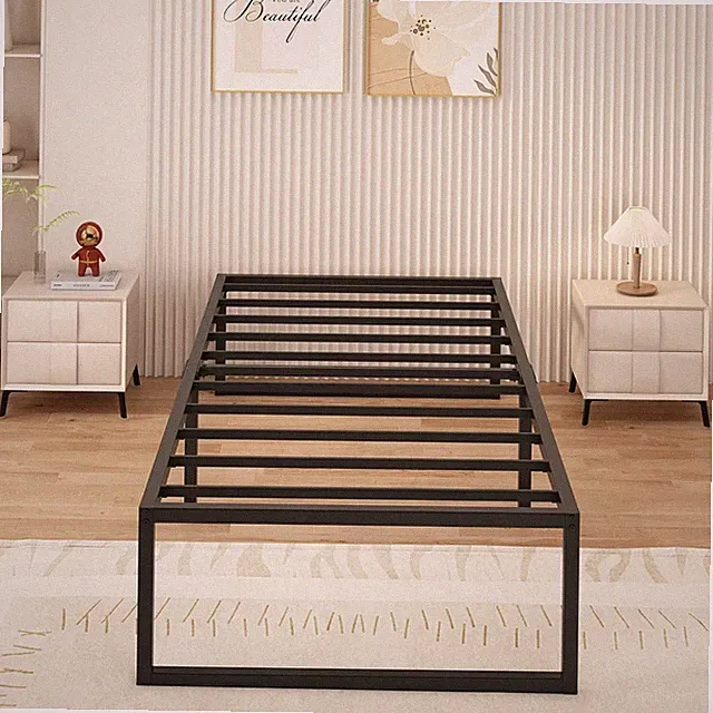 Metallbett 80x190 cm mit Lattenrost Schwarz 41 cm Höhe Einzelbett stabil leicht