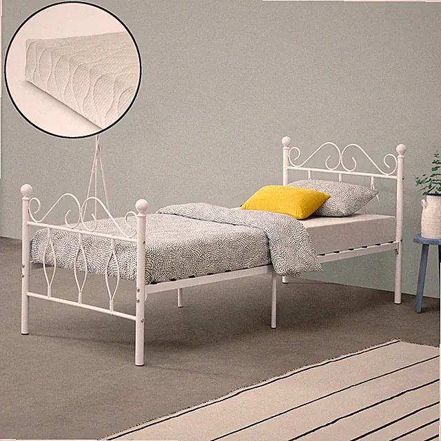 Metallbett Apolda 90x200 cm Weiß en.casa