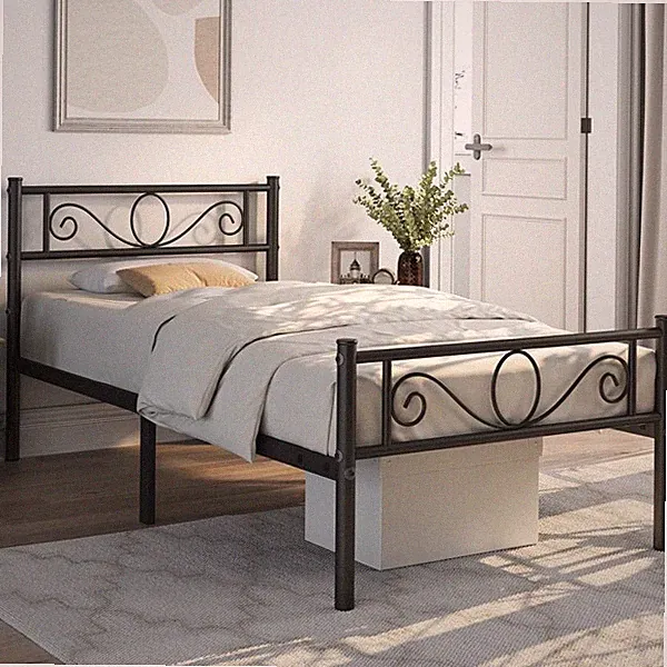 Metallbett Bettgestell Einzelbett/Doppelbett Gästebett Bettrahmen mit Lattenrost