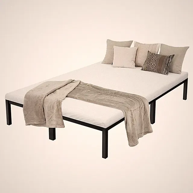 Metallbett Bettgestell Schlafzimmerbett Stahl Bett Lattenrost Schwarz 140x200 cm