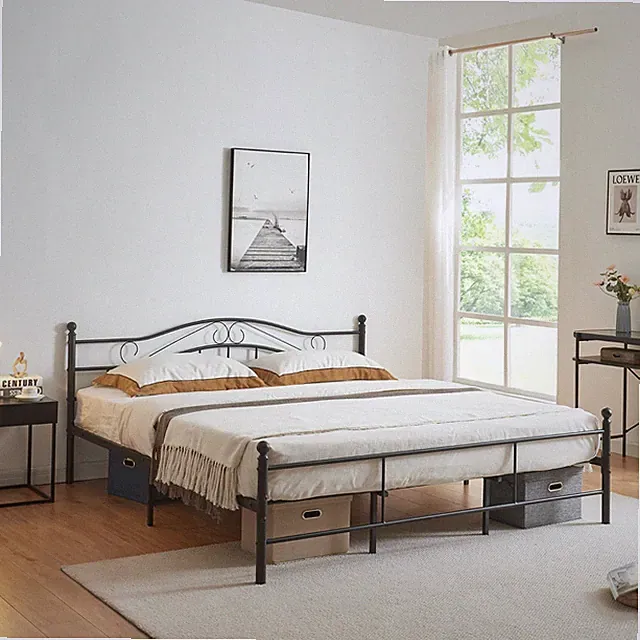 Metallbett Florenz 180x200 cm Schwarz [en.casa]