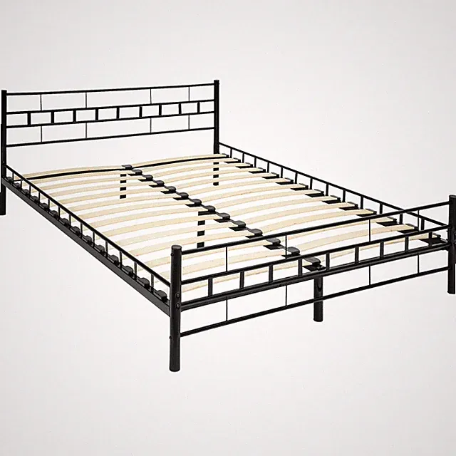 Metallbett mit Lattenrost im modernen Design Bettgestell schwarz B-Ware