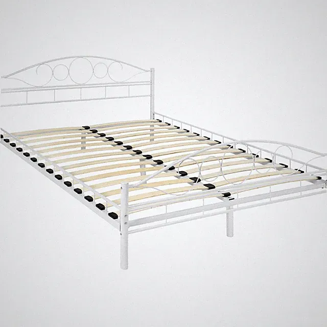 Metallbett mit Lattenrost im romantischen Design Bettgestell weiß/weiß B-Ware